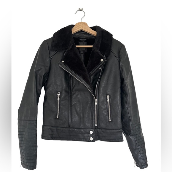 Faux fur/faux Leather moto jacket - Picture 2 of 3